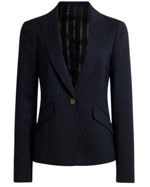 Etro Single-Breasted Wool Jacquard Jacket - Blue