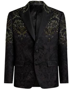 Etro Single-Breasted Blazer With Floral Embroidery - Black
