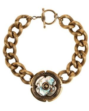 Etro Golden Necklace With Mother-Of-Pearl Flower - Metallic