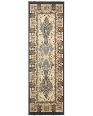 Etro Wool And Silk Scarf With Paisley Motif And Floral Details - Natural