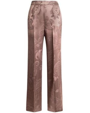 Etro Jacquard Trousers With Floral Paisley Motif - Brown
