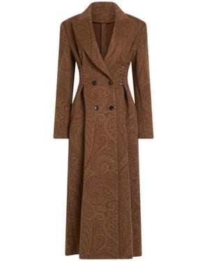 Etro Double-Breasted Wool And Cashmere Coat - Brown