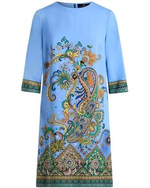 Etro Printed Cady Tunic Dress - Blue