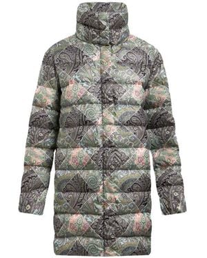 Etro Printed Nylon Down Jacket - Grey