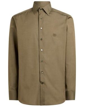 Etro Camicia Con Ricamo Pegaso, Uomo, Taglia - Verde