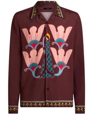 Etro Silk Shirt With Placed Print - Red
