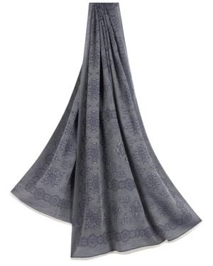 Etro Cotton And Cashmere Scarf With Print - Grey