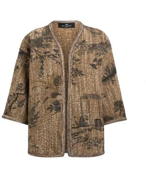Etro Bouclé Kesa With Flower And Animal Motif - Natural