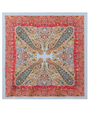 Etro Silk Pocket Square With Macro Paisleys - Red