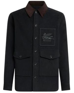 Etro Cotton Jacket With Pegaso - Black