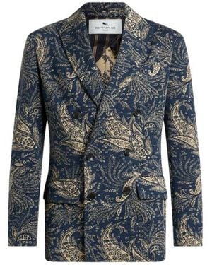 Etro Knit Blazer With Paisley Design - Blue