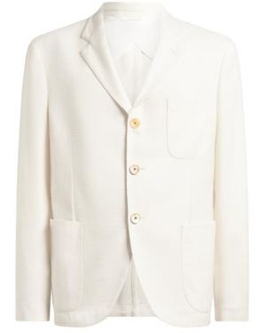 Etro Single-Breasted Cotton-Blend Jacket - White