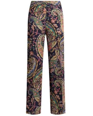 Etro Stretch Cady Bootcut Pants With Floral Paisley Motif - Gray