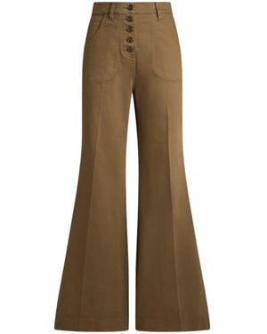 Etro Flared Denim Jeans With Pegaso Buttons - Natural