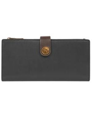 Etro Leather Wallet With Pegaso Button - White