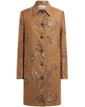 Etro Cappotto Jacquard Con Motivo Natura, Donna, Taglia - Marrone