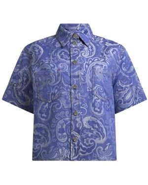 Etro Chemise En Denim Jacquard, Femme, Taille - Bleu