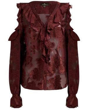 Etro Chemise En Mousseline À Fils Coupés, Femme, Taille - Violet