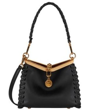 Etro Small Vela Bag With Thread Work - Black