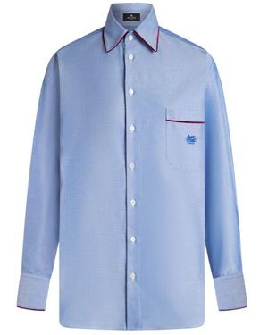 Etro Oxford Shirt With Pegaso Detail - Blue