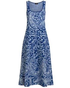 Etro Jacquard Midi Dress With Floral Paisley Motif - Blue