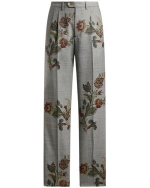 Etro Printed Wool Trousers - Grey