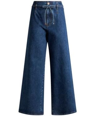 Etro Culotte Jeans With Belt And Embroidery - Blue