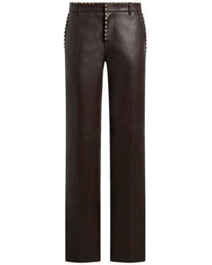 Etro Leather Pants With Studs - Brown