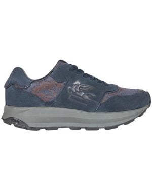 Etro Paisley And Suede Running Trainers - Blue