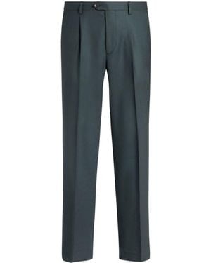 Etro Wool Trousers With Pleats - Blue