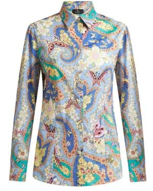 Etro Slim-Fit Paisley Shirt - Blue