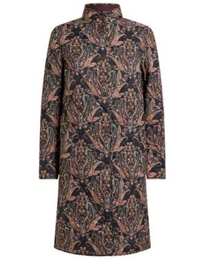 Etro Quilted Coat With Floral Paisley Motif - Brown