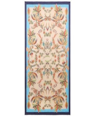 Etro Modal And Cashmere Scarf With Paisley Foliage Motif - Blue