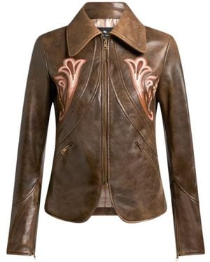 Etro Leather Jacket With Inlays - Brown