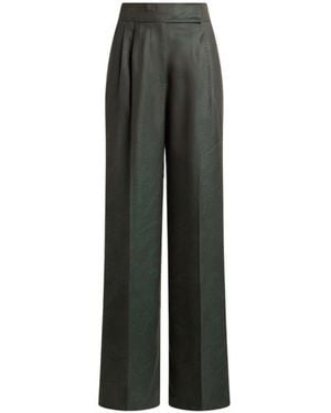 Etro Wool Jacquard Trousers With Pleats And Paisley Motif - Grey