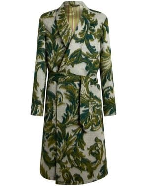 Etro Wool-Blend Jacquard Robe Coat - Green