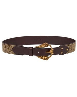 Etro Leather Belt With Animal Buckle - Brown