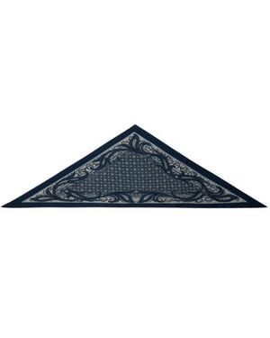 Etro Triangular Wool Scarf With Tie Motif - Blue