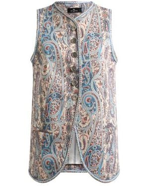 Etro Jacquard Waistcoat With Floral Paisley Motif - White