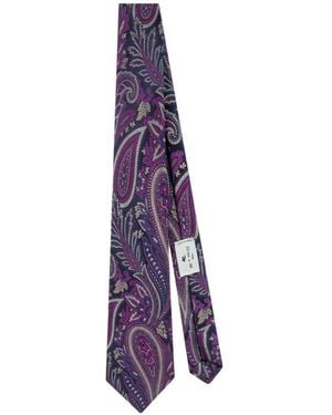 Etro Paisley Silk Jacquard Tie - Purple