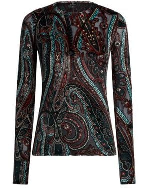 Etro Chenille Jacquard Sweater With Paisley Motif - Black