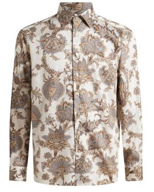 Etro Camicia Con Maxi Fiori, Uomo, Taglia - Bianco