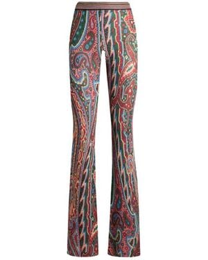Etro Flared Paisley Jacquard Pants - Blue