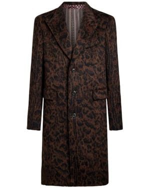 Etro Jacquard Coat With Animal Motif - Brown