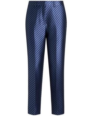 Etro Pantaloni A Sigaretta Jacquard Diagonale, Donna, Taglia - Blu