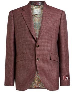 Etro Single-Breasted Wool Mouliné Jacket - Brown