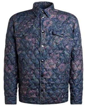 Etro Quilted Overshirt With Floral Paisley Motif - Blue