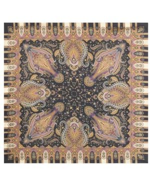Etro Silk Twill Scarf With Paisley Motif - Grey