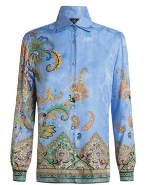 Etro Rose Jacquard And Floral Paisley Shirt - Blue
