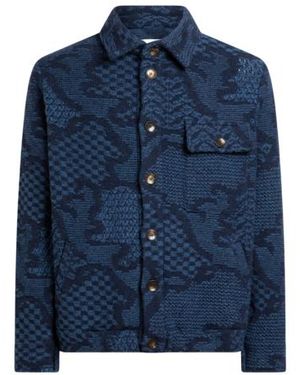 Etro Patterned Wool-Blend Overshirt - Blue